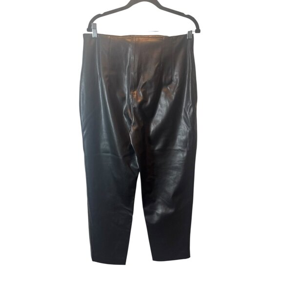 ZARA Faux Leather Straight Leg Pants Size XL – Black High Waist Vegan Leather Tr - Picture 4 of 5